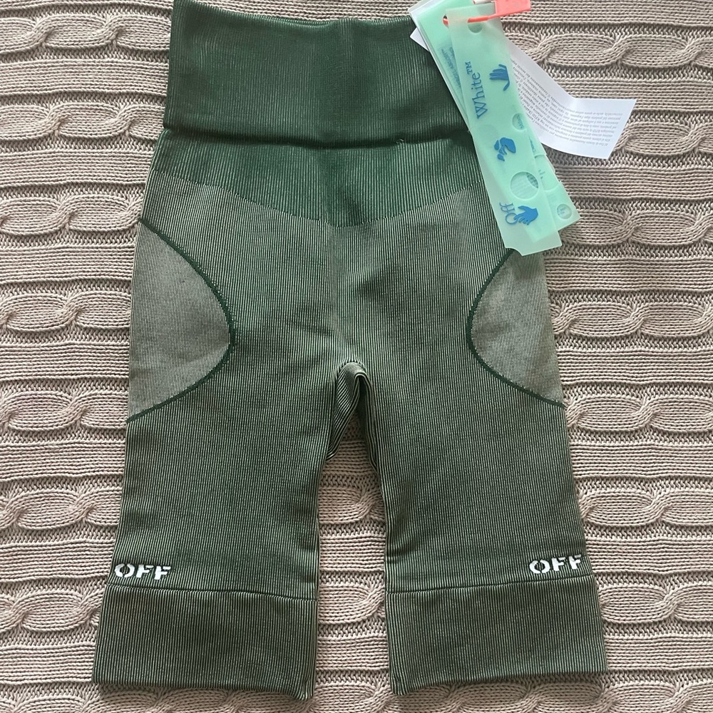Off White logo print ribbed cycling shorts